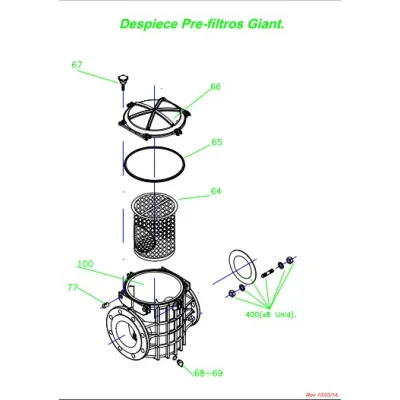 PREFILTRO BOMBA PISCINA GIANT H D.250 DN125/100 PSH