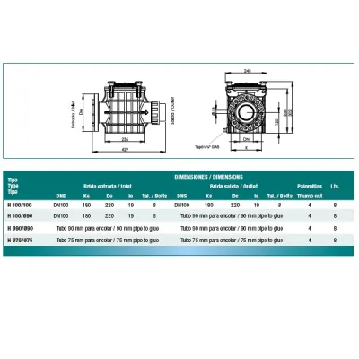 PREFILTRO BOMBA PISCINA SMALL GIANT H 210   90/90 PSH 