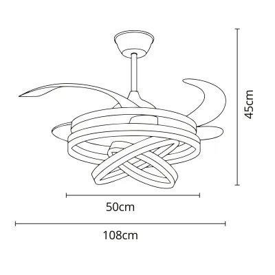 VENTILADOR TECHO SFERA 4ASPAS 72W LED BLANCO INTERLUSA