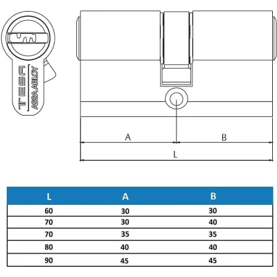 CILINDRO TX80 5LL R13/30X30 LN TESA