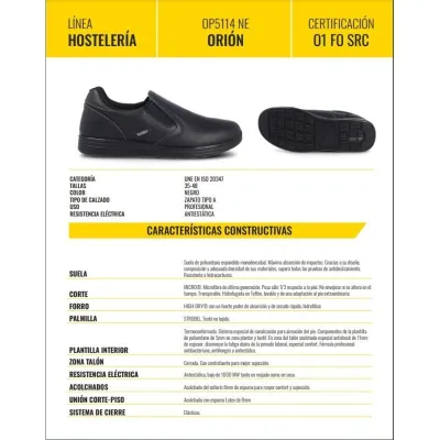 ZAPATO SEGURIDAD ORION OP5114 T-36 NEGRO PAREDES