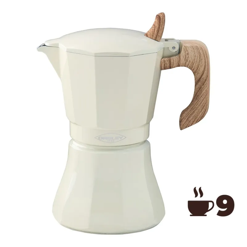 CAFETERA ALUMINIO PETRA 9 TAZAS CREMA OROLEY