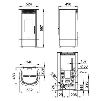 ESTUFA PELLET TREBOL 9W MARFIL C/WIFI BRONPI