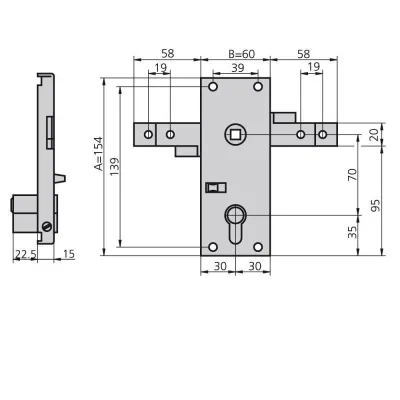 CERRADURA PUERTA BASCULANTE 11B C/MULETILLA CVL