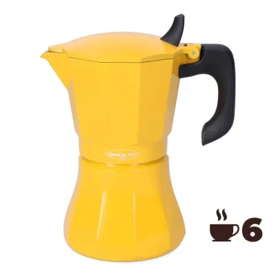 CAFETERA ALUMINIO PETRA 6 TAZAS MOSTAZA OROLEY