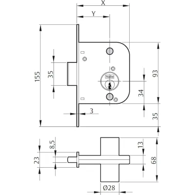 CERRADURA 47-70 HL CILINDRO REDONDO YALE