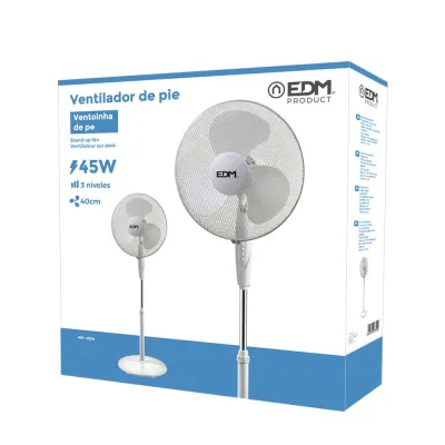 VENTILADOR PIE 33510/45W/40CM ALTURA REG.110-130CM EDM