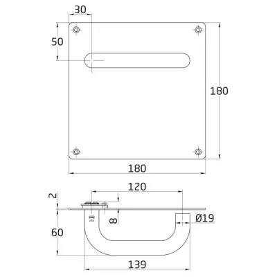 MANILLA C/PLACA 3C 5228 180X180 INOX 18/8 AMIG