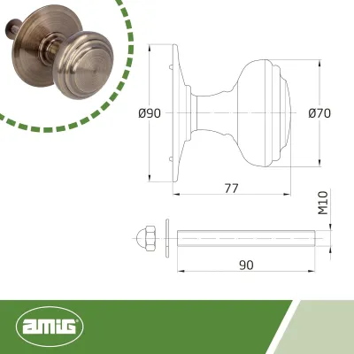 POMO PUERTA 15-70 6263 LATON CUERO AMIG