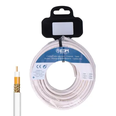 CABLE COAXIAL APANTALLADO 100% COBRE 10MT EDM