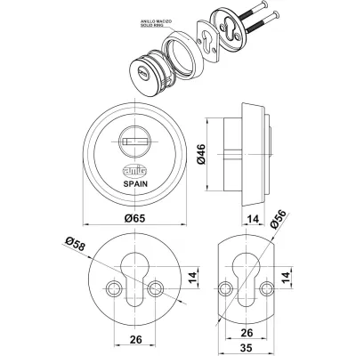 ESCUDO SEGURIDAD 7345/31-65 LATON CUERO AMIG