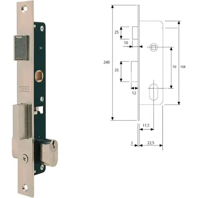 CERRADURA 2220/12/NM C/CILINDRO OVALADO TESA