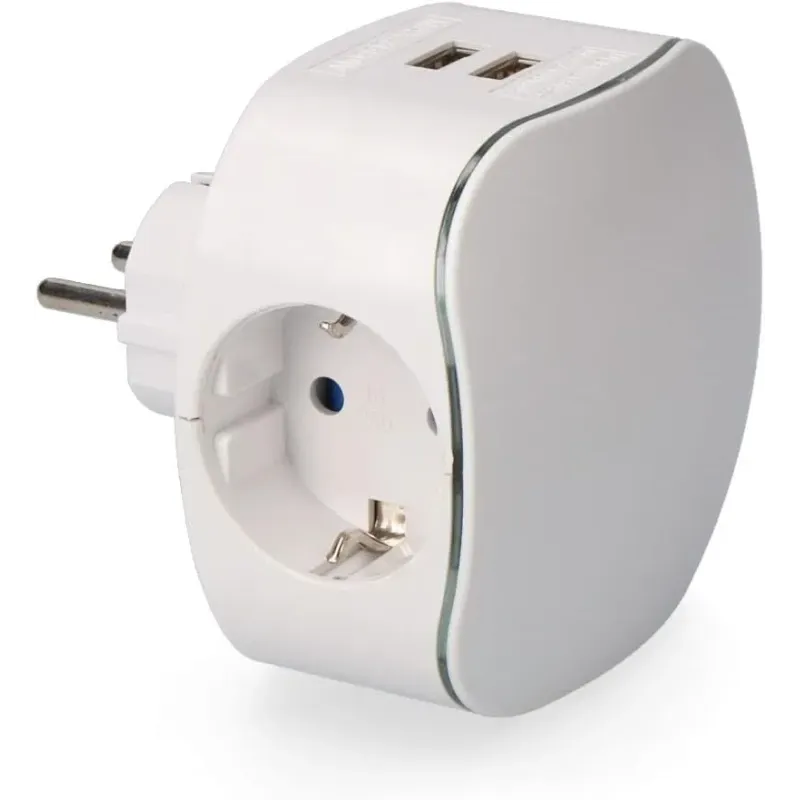 ADAPTADOR TRIPLE SCHUKO+2 TOMAS USB EDM