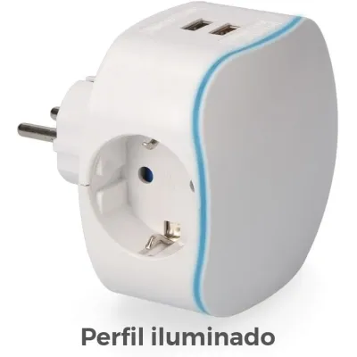 ADAPTADOR TRIPLE SCHUKO+2 TOMAS USB EDM