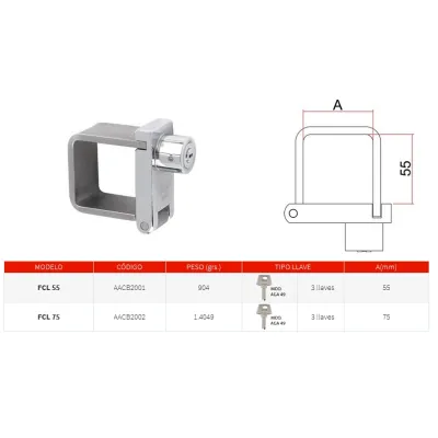 CIERRE HORQUILLA FCL 75X55MM AACB2002 INOX SAG