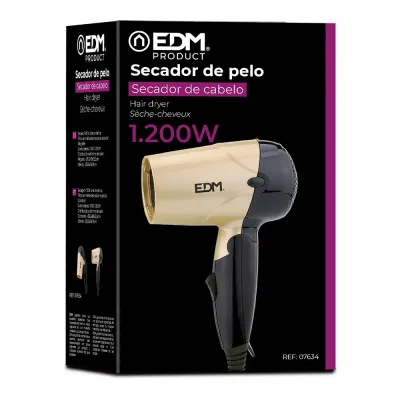 SECADOR PELO VIAJE 07634/1000-1200W DORADO/NEGRO EDM