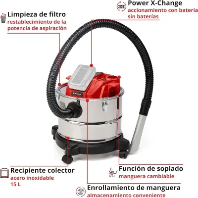 ASPIRADOR CENIZAS TE-AV 18/15 LI C-SOLO 2351700 EINHELL