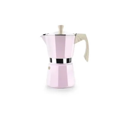 CAFETERA ALUMINIO VENETO 627809 9 TAZAS ROSA IBILI