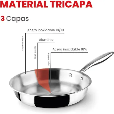 SARTEN TRICAPA TRIPLY NATURAL 652928/28CM INOX IBILI