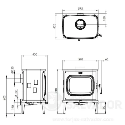 ESTUFA LEÑA SAGA 207/8.5KW HIERRO FUNDIDO DOVRE