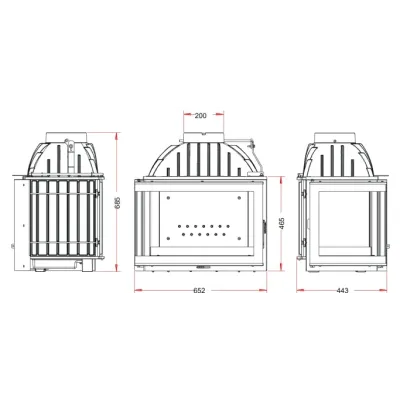 CHIMENEA INSERT 700 CRISTAL ANGULO IZQUIERDA C/REGISTRO P626373 INVICTA