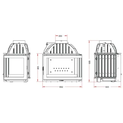 CHIMENEA INSERT 700 CRISTAL ANGULO DERECHO C/REGISTRO P626372 INVICTA