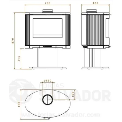 ESTUFA LEÑA BOW P 9KW DOVRE