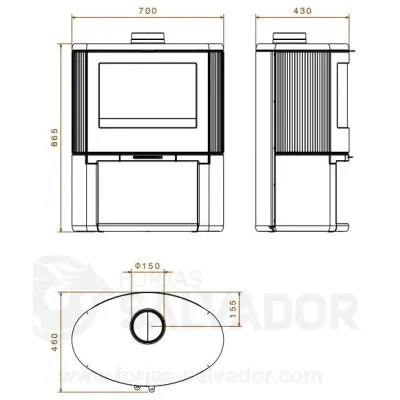 ESTUFA LEÑA BOW WB 9KW DOVRE