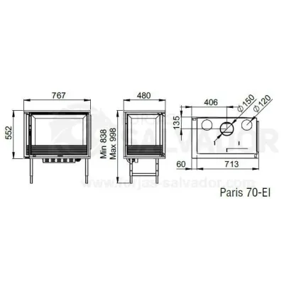 ESTUFA INSERTABLE PARIS-70-EI C/TURBUNA BRONPI