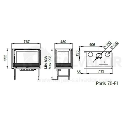 ESTUFA INSERTABLE PARIS-70-EI VISION C/TURBINA BRONPI