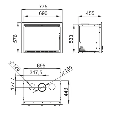 ESTUFA INSERTABLE CAIRO-70-C C/TURBINA BRONPI