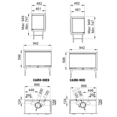 ESTUFA INSERTABLE CAIRO-90-EI C/CRISTAL VISION BRONPI