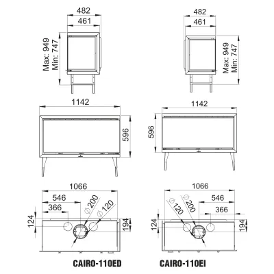 ESTUFA INSERTABLE CAIRO-110-ED C/CRISTAL VISION BRONPI