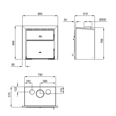 ESTUFA INSERTABLE EVEREST-V C/TURBINA+HORNO Y CRISTAL VISION BRONPI