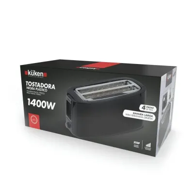 TOSTADOR 39236/1400W 4PC GRANDE PLASTICO NEGRO KUKEN