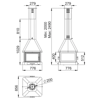 CHIMENEA HUELVA-C 4CARAS PARA COLGAR BRONPI