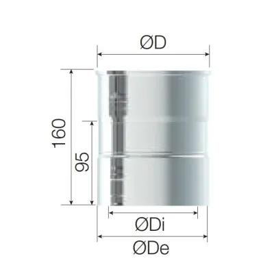 ADAPTADOR CALDERA ANTIHOLLIN SIMPLE PARED 250MM INOX AISI 316L 4025409 ROS 