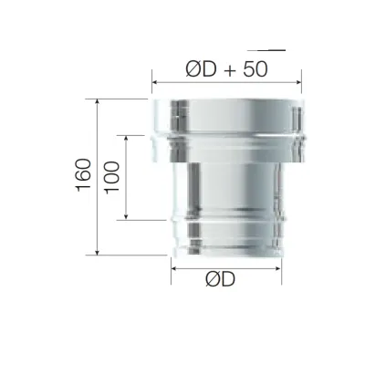 ADAPTADOR SIMPLE PARED - DOBLE PARED 180MM INOX AISI 316 ROS ADAPTADOR SIMPLE PARED - DOBLE PARED 180MM INOX AISI 316 ROS