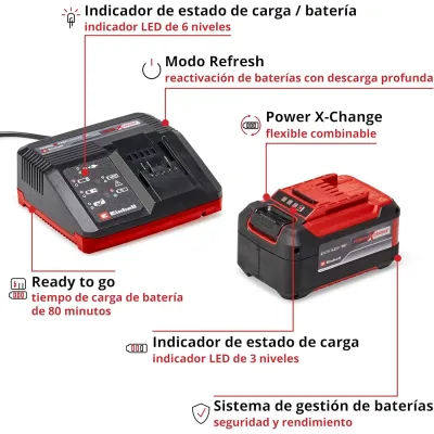 Kit: CARGADDOR Power-X 18V + 18V | 4.0 Ah PLUS STARTER KIT 4512159 EINHELL