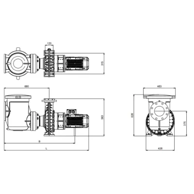 BOMBA PISCINA F-GREAT GIANT-128 DN150/DN100 5.5HP HIERRO PSH
