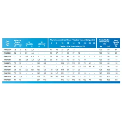 BOMBA PISCINA FDN-128H DN100/DN80 5.5HP HIERRO PSH