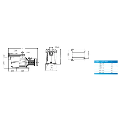 BOMBA PISCINA ND.1-19T 2"/2" 1HP IE3 PSH