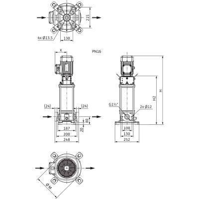 Bomba HELIX V1008-1/16/E/S/400-50 Wilo Bomba HELIX V1008-1/16/E/S/400-50 Wilo