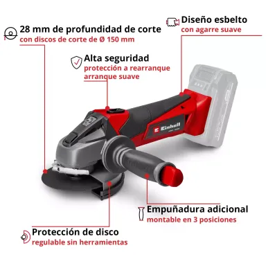 AMOLADORA A BATERÍA TE-AG 18/115 Li SOLO 4431120 EINHELL