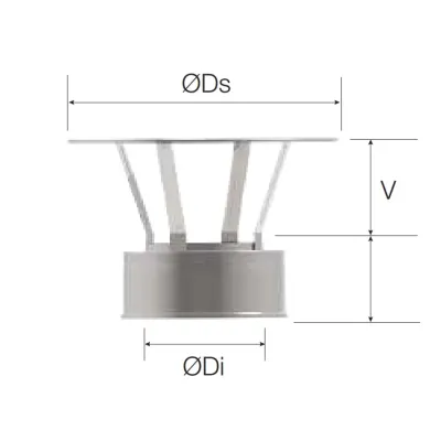SOMBRERO ANTILLUVIA DOBLE PARED 180MM INOX AISI 304/304 ROS