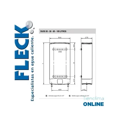TERMO ELÉCTRICO DUO-5 100 Lt EU FLECK