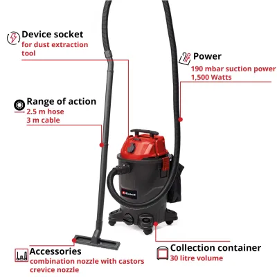 ASPIRADOR SECO - HUMEDO TC-VC 1930 A 2342490 EINHELL ASPIRADOR SECO - HUMEDO TC-VC 1930 A 2342490 EINHELL