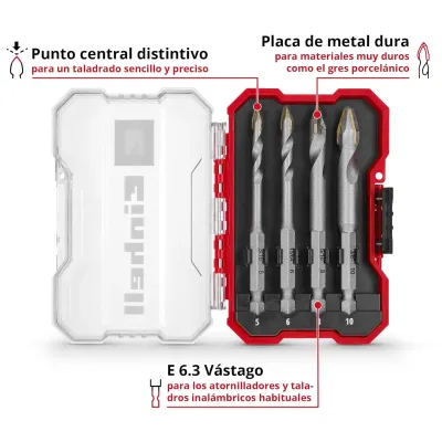 KIT BROCA PORCELANICO 5/6/8/10MM 49051404 EINHELL