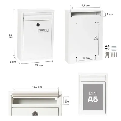 BUZON EXTERIOR ZAGUAN E5751 ACERO GALVANIZADO BLANCO ARREGUI