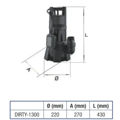 BOMBA SUMERGIBLE DIRTY-1300 230V 1,75HP 